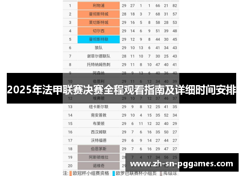2025年法甲联赛决赛全程观看指南及详细时间安排 2025年法甲联赛决赛全程观看指南及详细时间安排